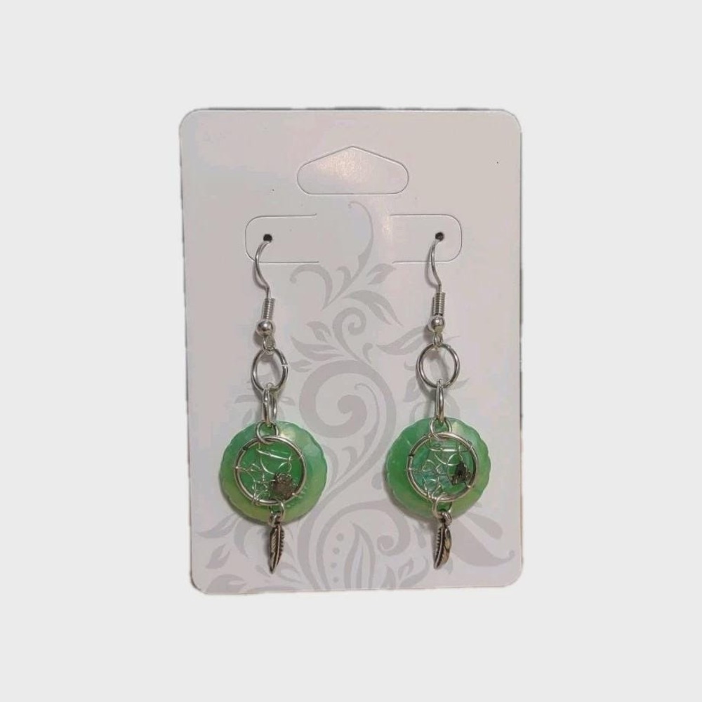 Dreamcatcher‎ Forest Green Drop Earrings